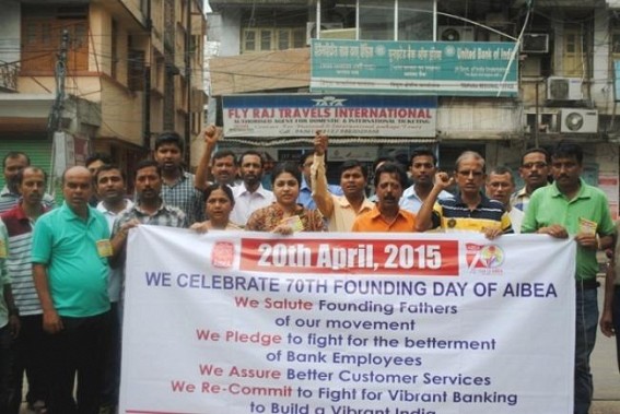 Bank employees celebrate 70th Foundation Day of AIBEA Bank employees celebrate 70th Foundation Day of AIBEA